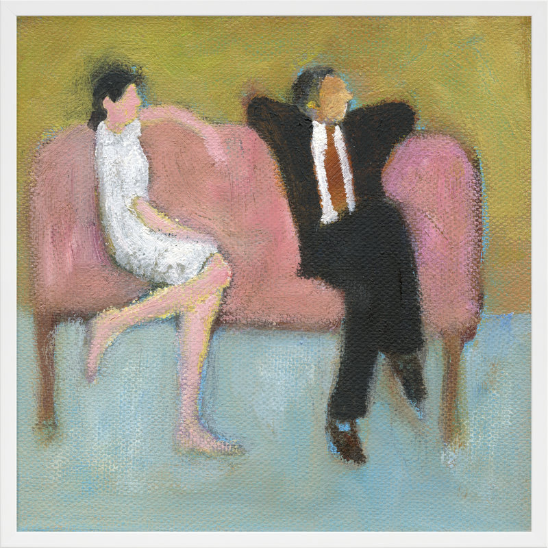 The Pink Couch Painting by Simon Schneiderman, Black, 16" H x 16" W x 1.25" D