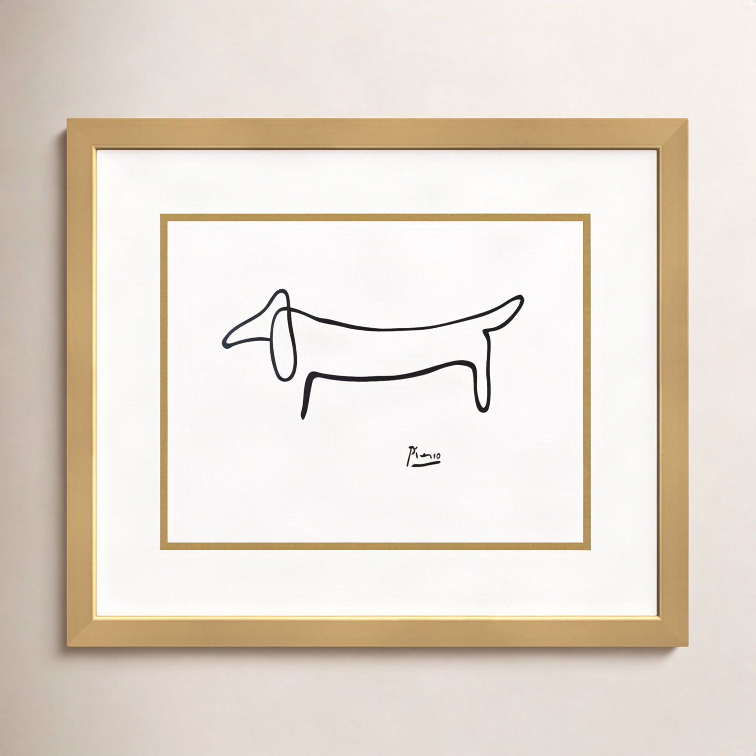 Midtown "Le Chien (The Dog)" Print, 13.25" H x 15.25" W x 0.75" D, Polished Brass Gold