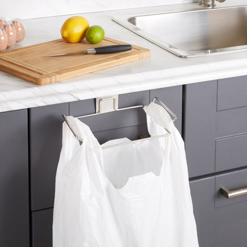 Porte-sac de cuisine en plastique chromé