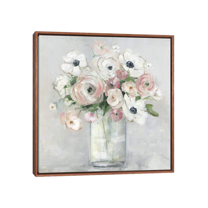 «Garden to table II» par Sally Swatland - impression d'art graphique, Toile avec cadre en bois brun classique, Pas de tapis