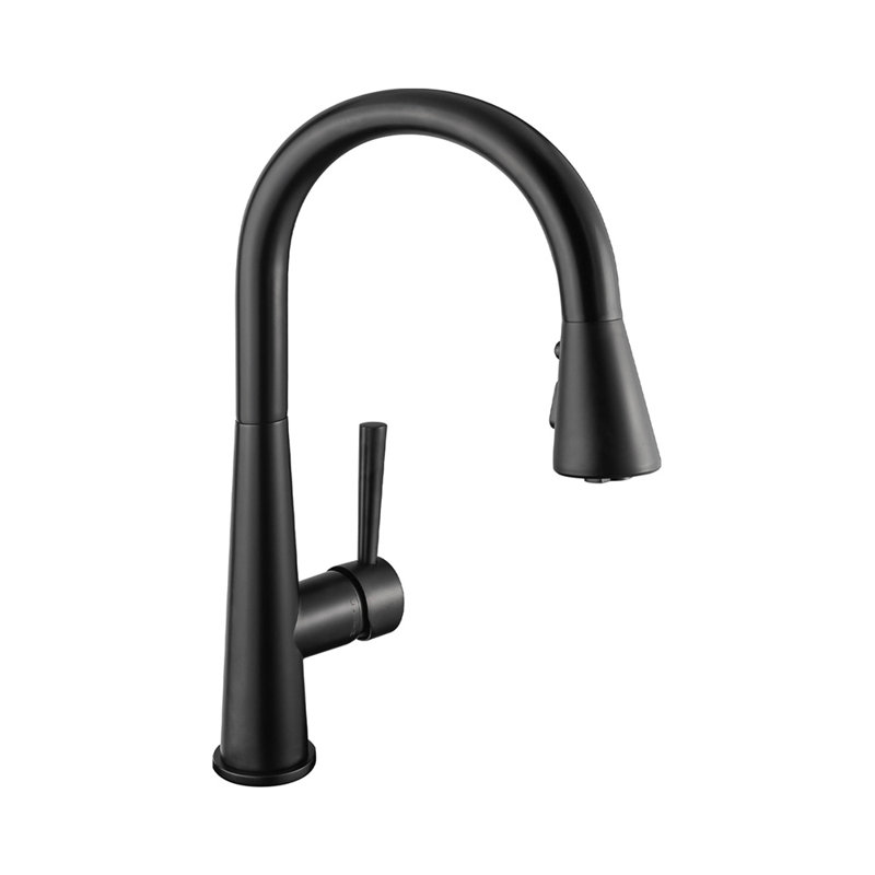 Single Handle 3 Functions Pull-down Sprayer Kitchen Faucet, Matte Black