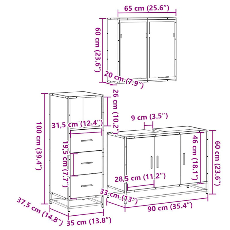 Bathroom Furniture Suite, Cabinet Grey 2