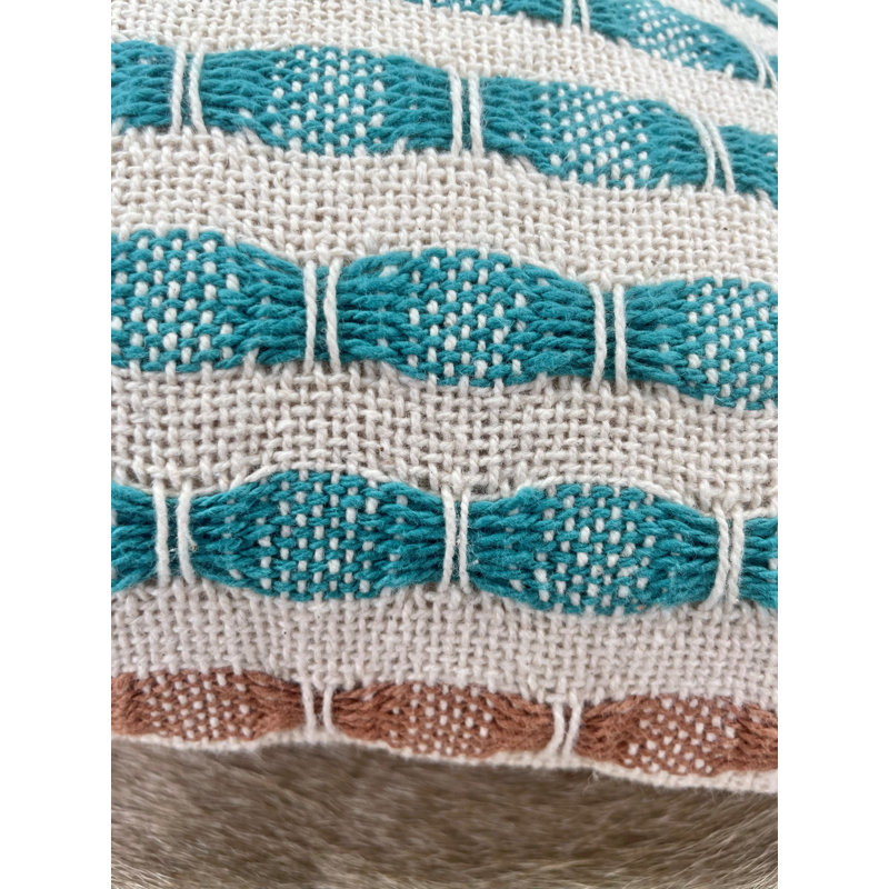Rayures tissées bleu sarcelle 20 po x 20 po