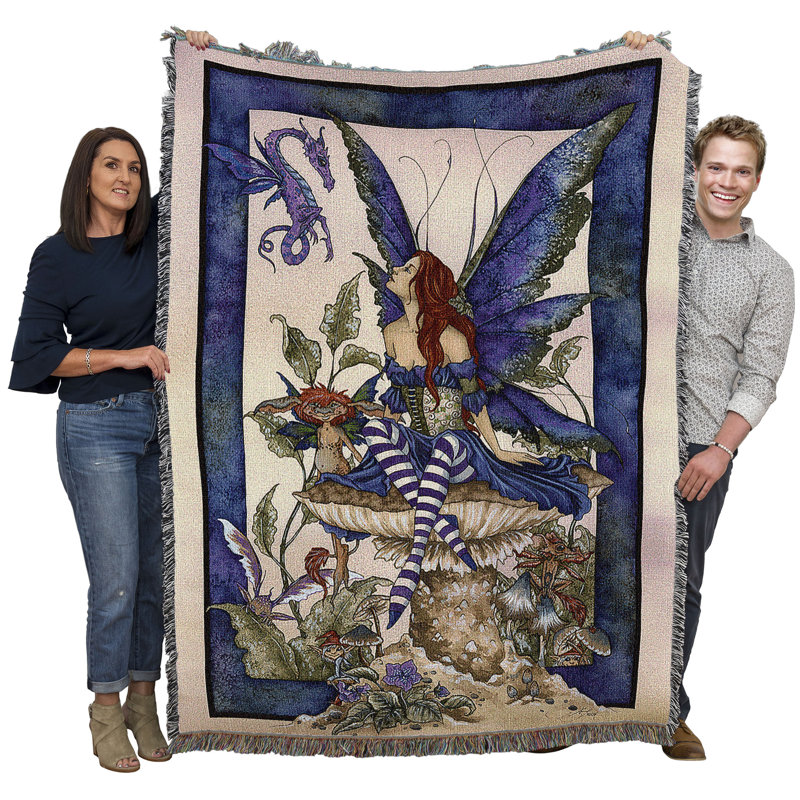 Pure Country Weavers Bottom of the Garden Fairy Blanket by Amy Brown - Gift Fantasy Tapestry Throw Woven from Cotton - Made in the USA (72x54)
