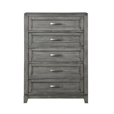 Garretson 35" Farmhouse 5-Drawer Chest, Rustic Gray