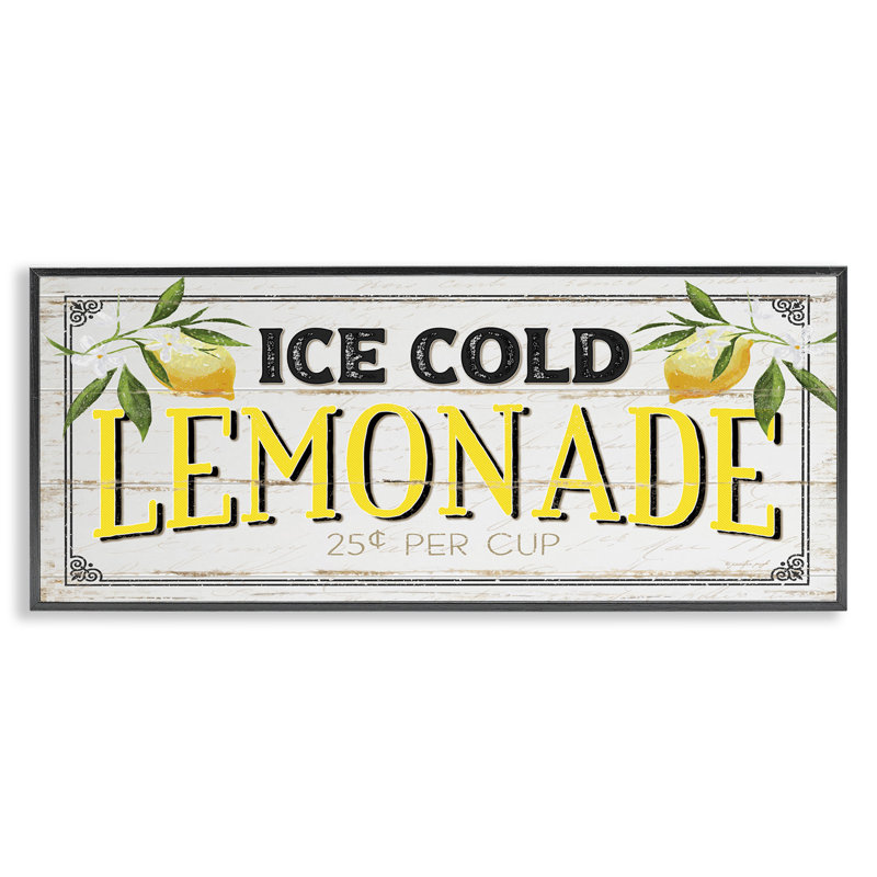 Signe de limonade rétro, estampe numérique par Jennifer Pugh, Giclée encadrée noir minuit, H 10 po x l 24 po