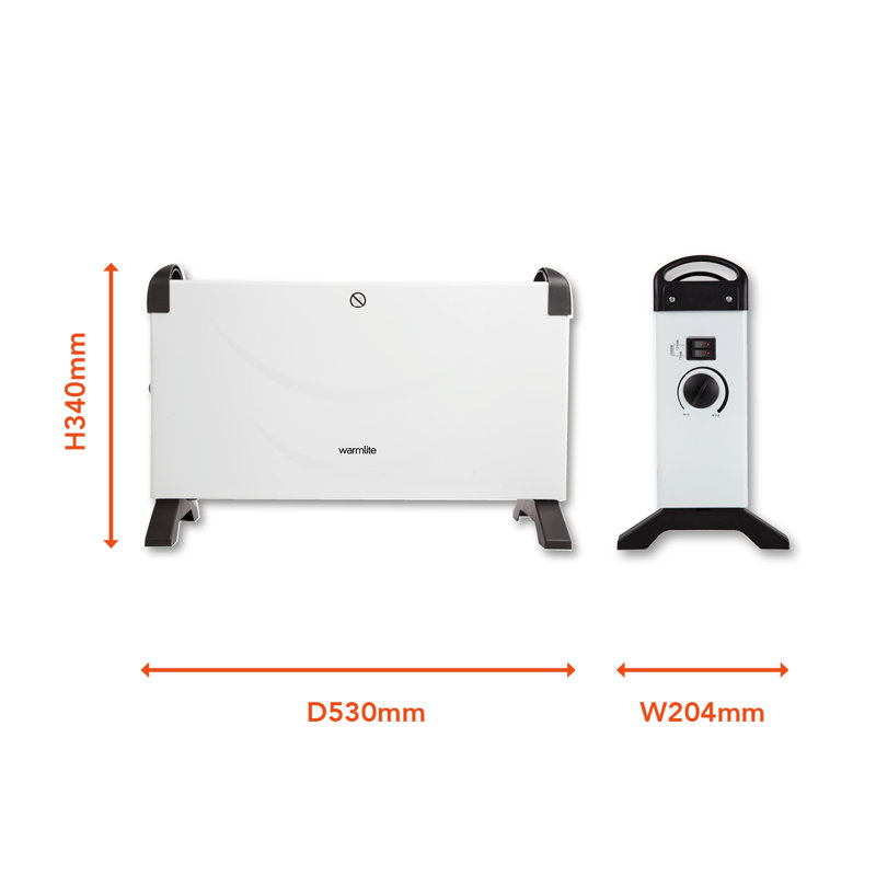 Warmlite Convection heater with an Adjustable Thermostat and Overheat Protection, 2000W