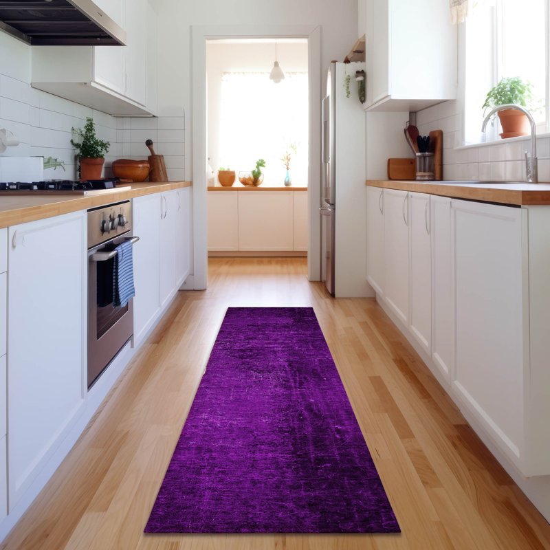 Premium Machine-Washable Mauve Cerrito AMF554 Rug, Tapis de couloir 2 pi 3 po x 7 pi 6 po