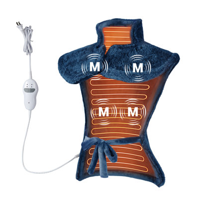 Wearable Electric Heated Massage Wrap for Neck, Shoulder & Back Pain Relief – 2 Motors, 4 Massage Modes, Grey, 280g
