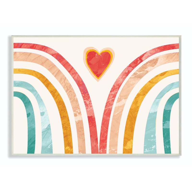 Décoration murale pour enfants «Claar Collage Rainbow Heart», Plaque murale, H 12 po x l 18 po x P 0,5 po