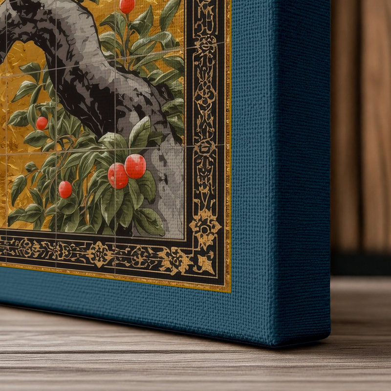 Blossoms in Spring Japandi - Wrapped Canvas, 18x12 - 45.7 x 30.5 cm, Teal Border