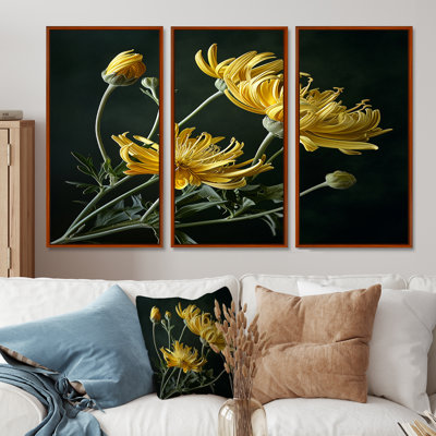 Fleurs jaunes «Forsythia Close Up» - ensemble de reproductions d'art mural floral