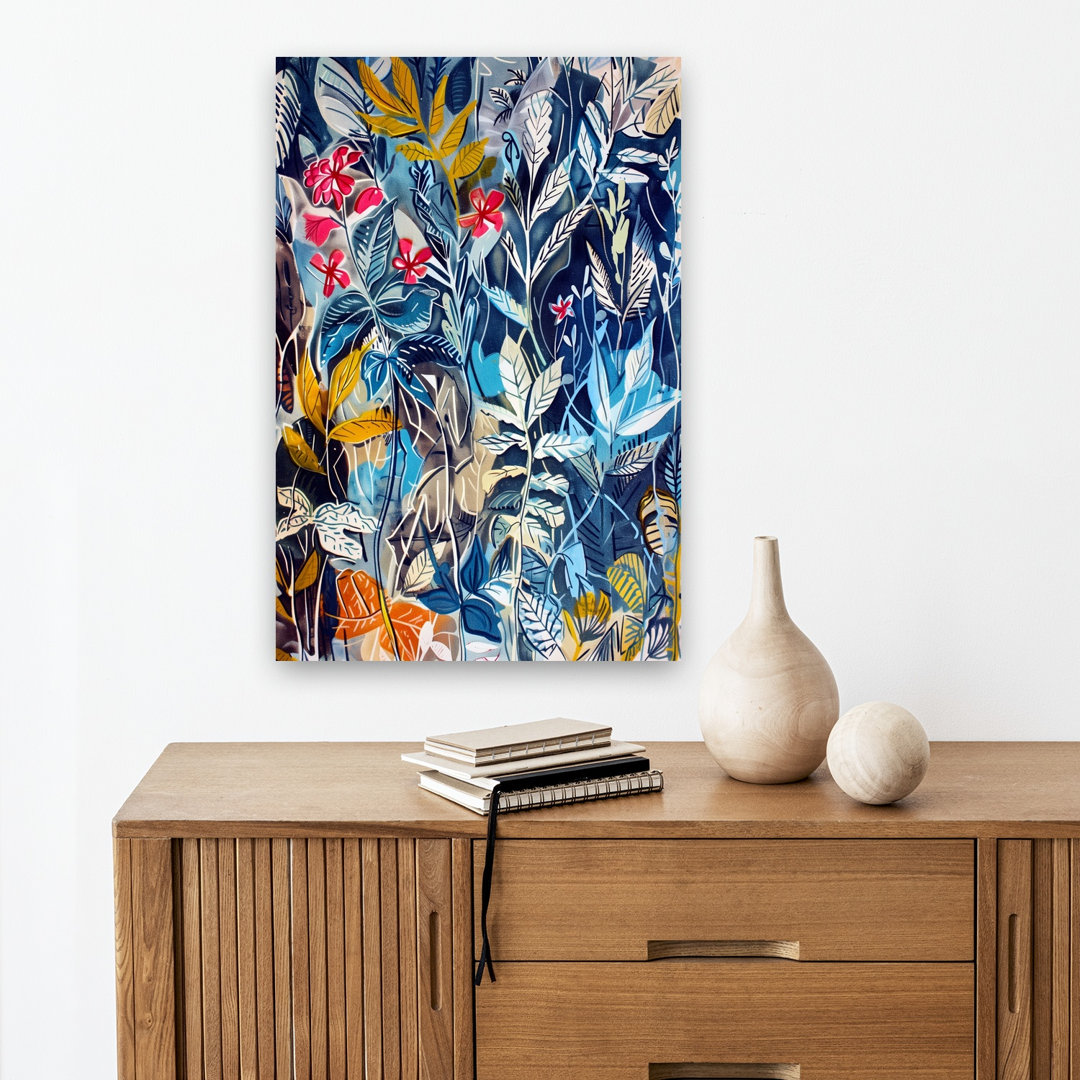 Vibrant Jungle Foliage Abstract Modern Organic Forest Nature Wall Art Print
