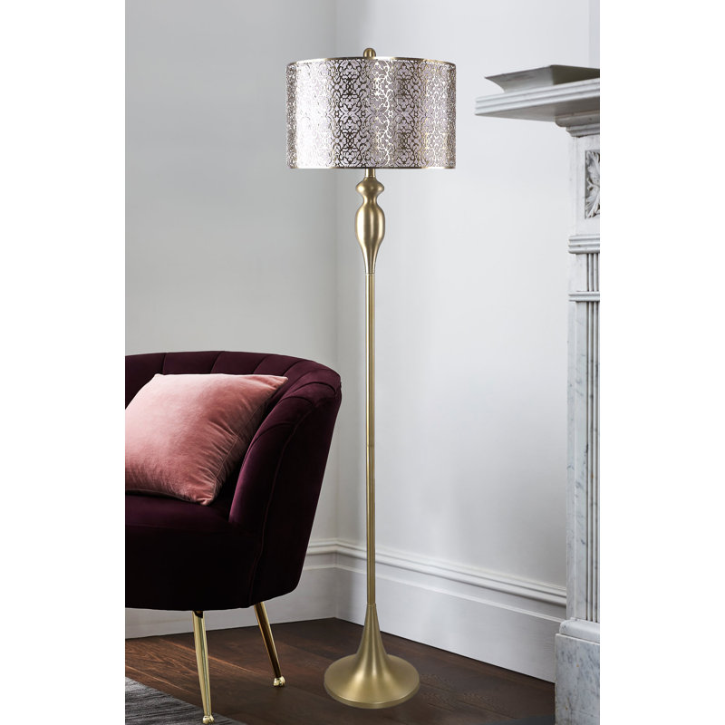 Poyner 63'' Traditional Floor Lamp, Gold Plated, Gold Plated