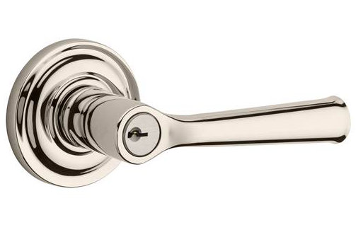 Federal Keyed Door Lever with Traditional Round Rose, Polished Nickel, Keyed Different