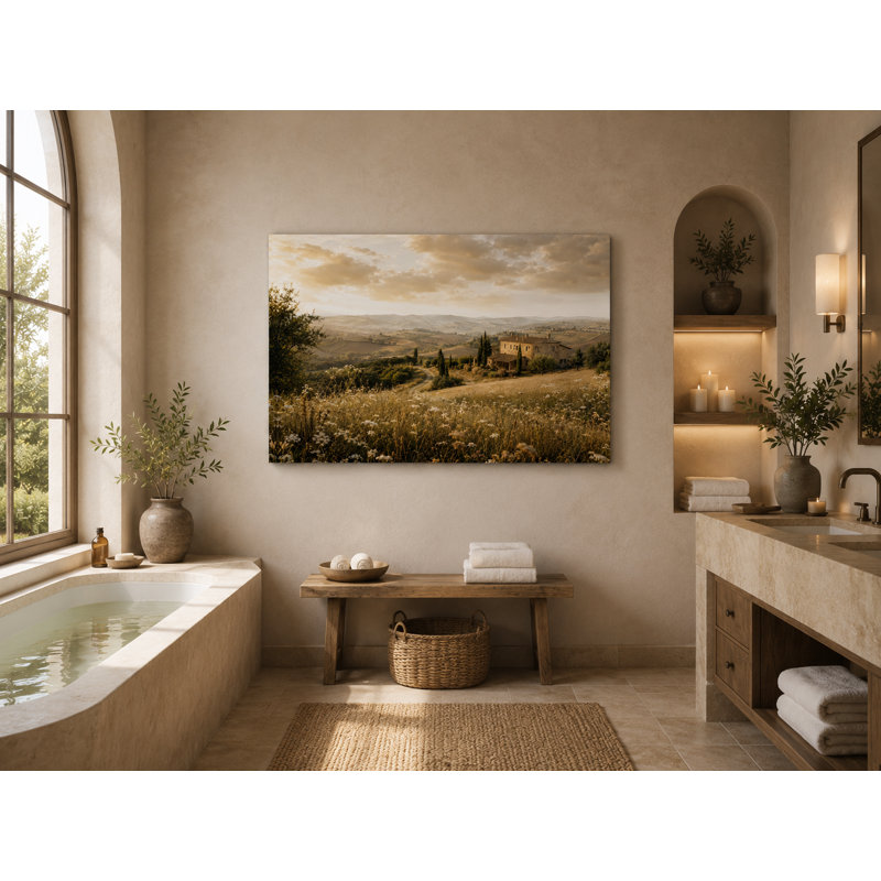 «Tuscan Hillside Retreat», campagne, impression giclée sur toile tendue, 30"H x 40"W x 1.5"D