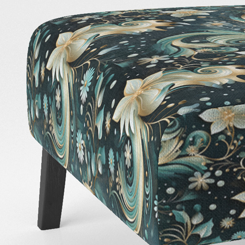 Modern Sea Paisley Spirals - Fauteuil de chambre rembourré Boho, fauteuil d'appoint vert