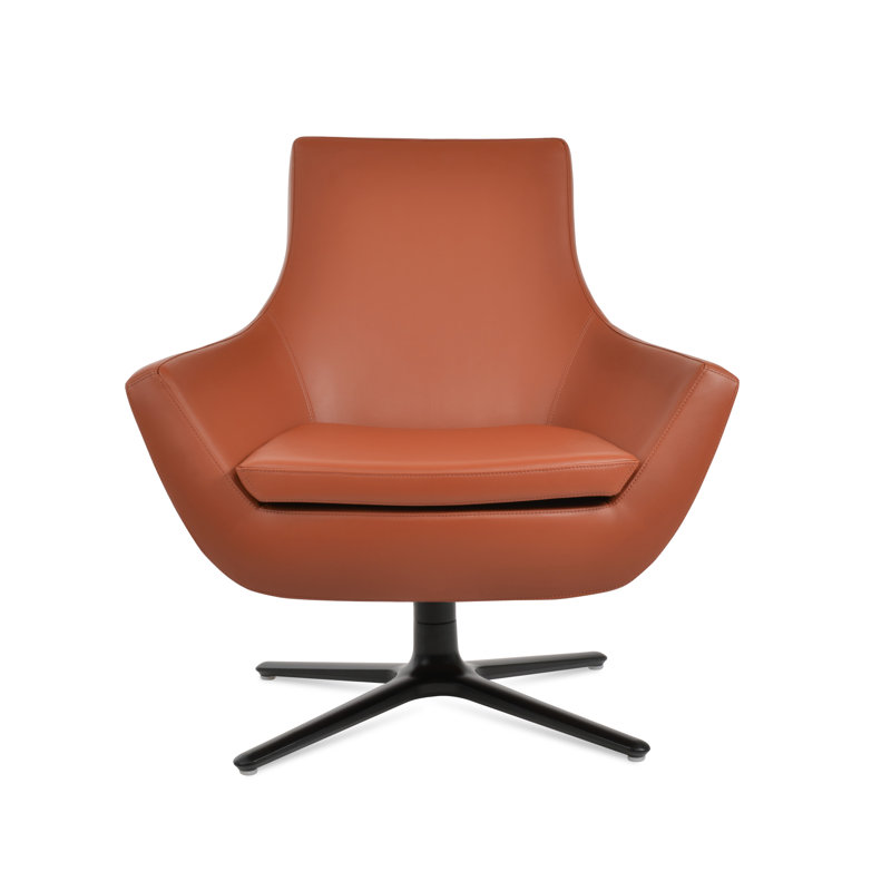 Rebecca Oval Swivel Lounge Chair, Black, Orange W. Faux Leather