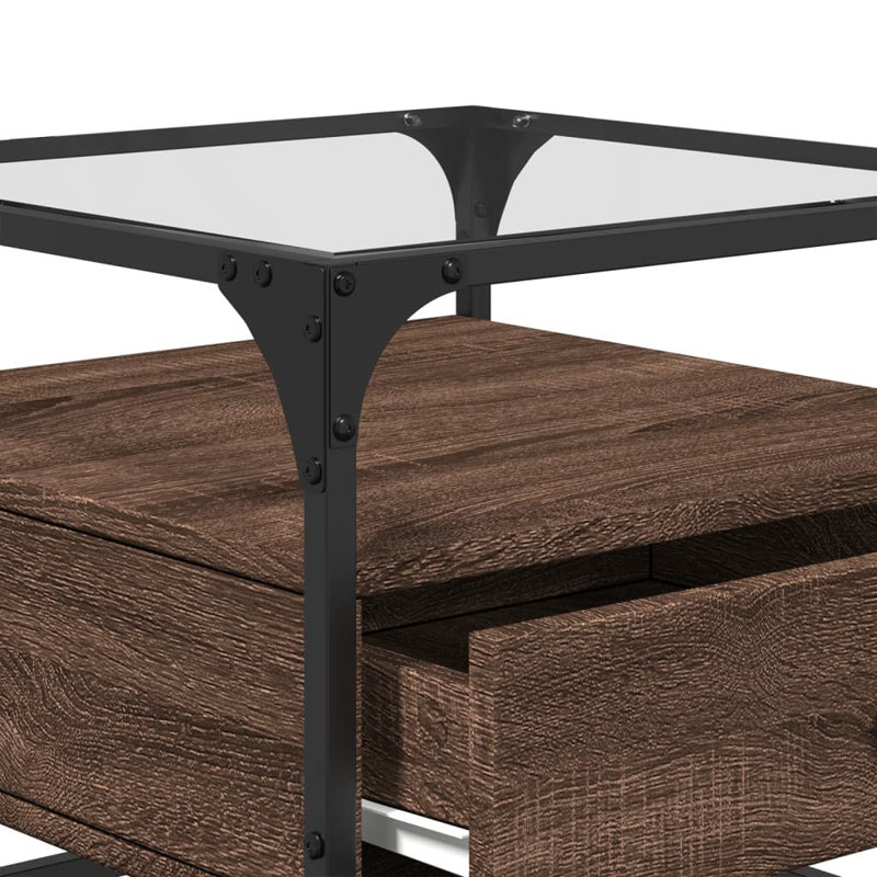 Alham Coffee Table with Storage, Black/Brown Oak