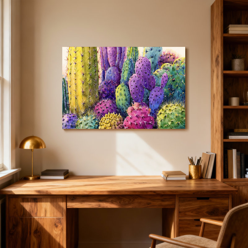 Plantes et fleurs, impression de jardin de cactus colorés Z251224084240944392, H 28 po x l 40 po
