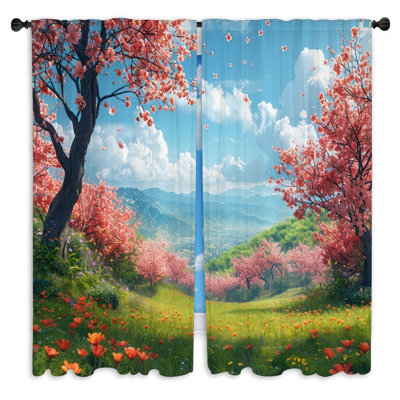 Rideaux de fenêtre à motif de paysage - 2 panneaux