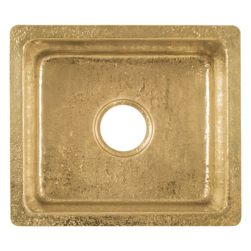 Évier de bar / cuve de préparation rectangulaire en cuivre 16 po avec drain de 3,5 po Gourra, Laiton