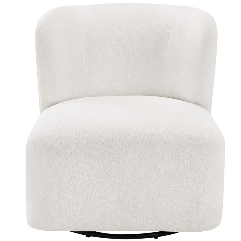 28" Wide Mid-Century Modern Boho Wing Back Swivel Chair (Set of 2), Cream  Chenille