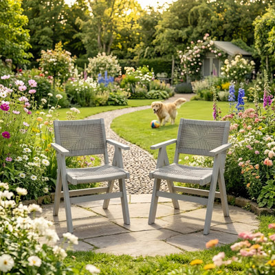 Ensemble de 2 chaises de patio d'extérieur toutes saisons avec dossier en rotin tissé (ensemble de 2)