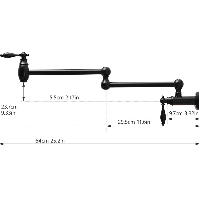 Kitchen Pot Filler Faucet, Wall Mounted Brass Nickel Finish, Stretchable Double Joint Swing Arms, Classic Style, 360 Rotation, Safe Design, Dual Valves, Easy To Clean Commercial Mount Stove Faucets