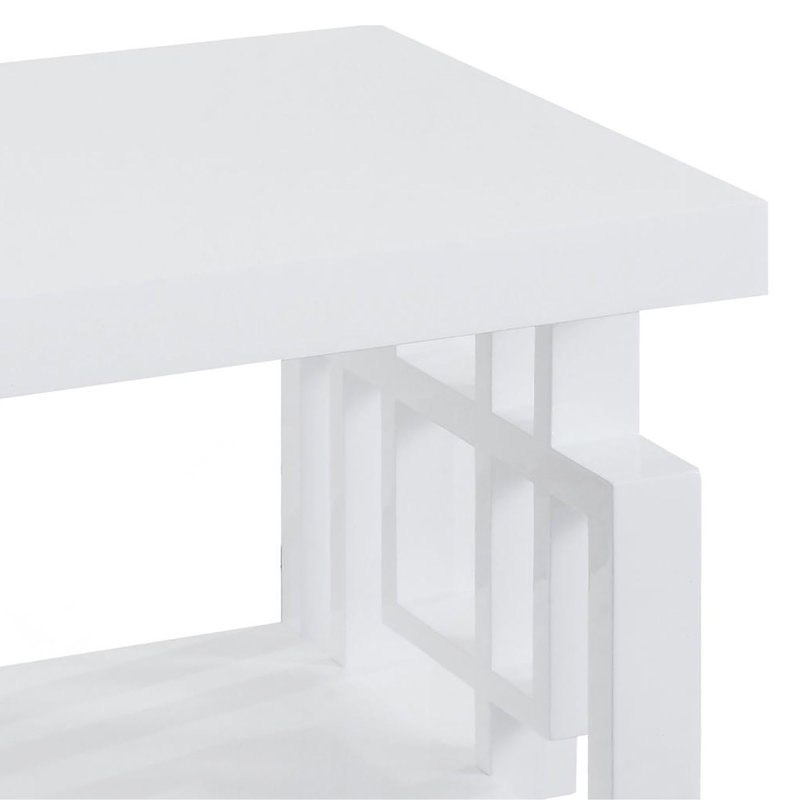 End Table, High Glossy White Rectangular