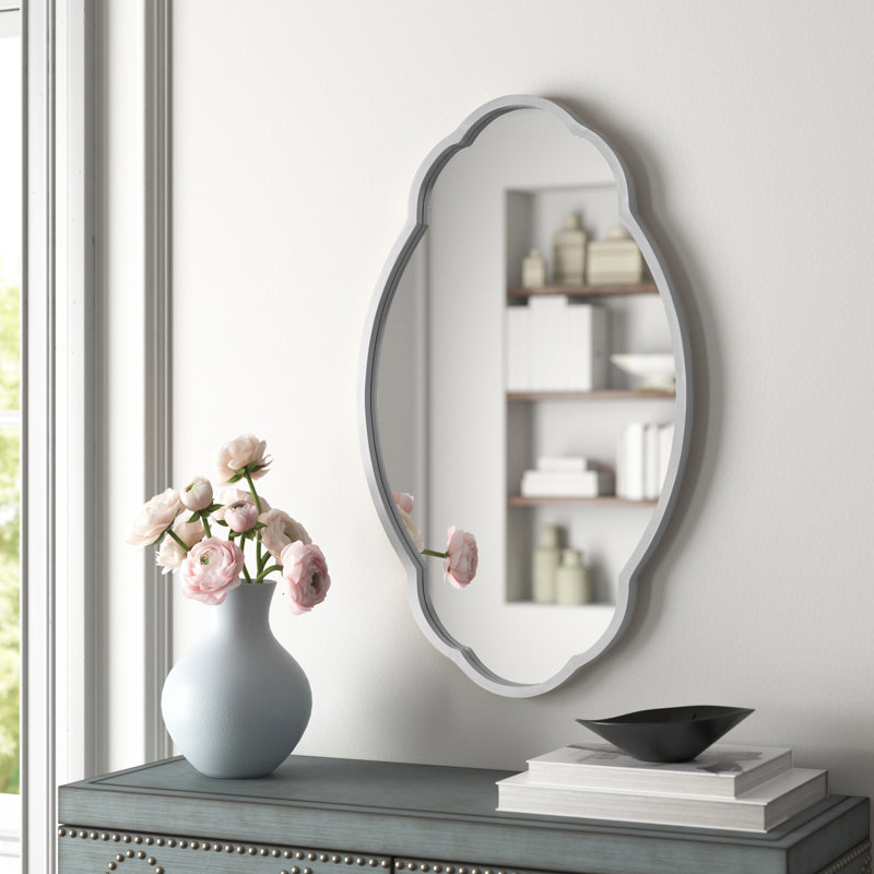 Audrys Oval Mirror, Antique Silver