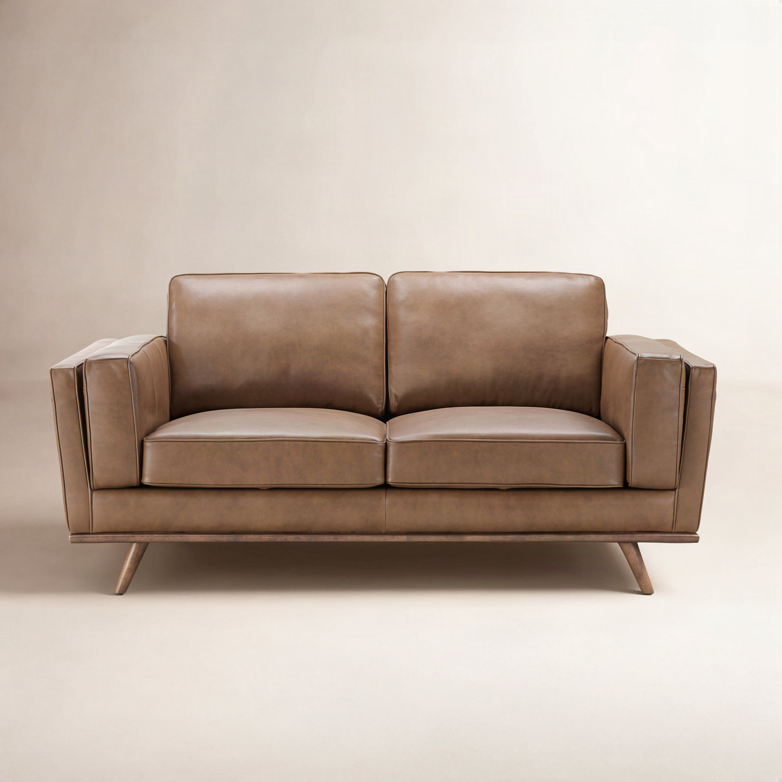 Barberena 67'' Upholstered Loveseat, Camel Genuine Leather