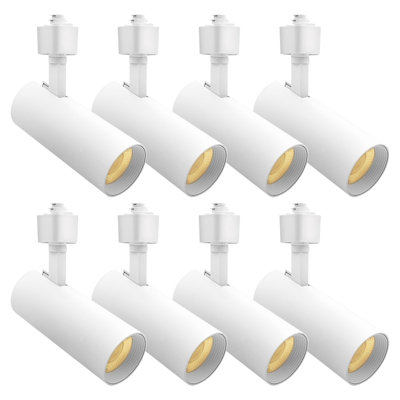 Rail d'éclairage à DEL 2,5 pouces Luxrite, 5CCT, CRI90, 20W, 1500LM, inclinable réglable 358 ° + 90 °, tête d'éclairage sur rail de type H, à intensité variable, ETL, paquet de 8 rond blanc