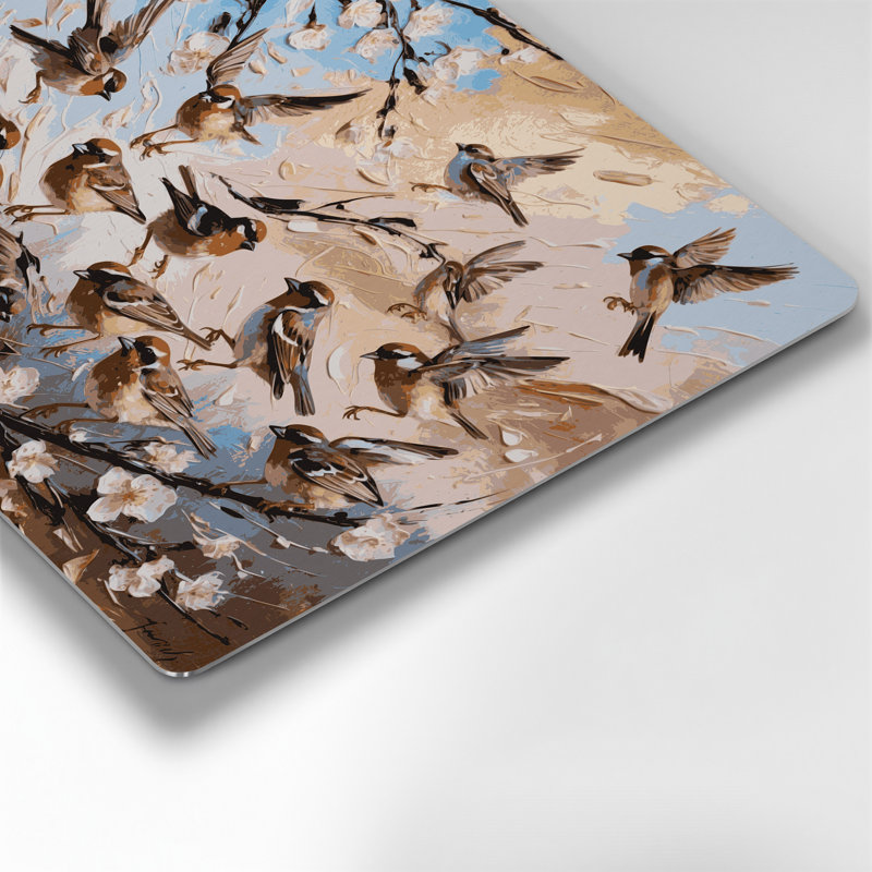 Oiseau, chant, moineau gris, art mural en métal, H 20 po x l 24 po
