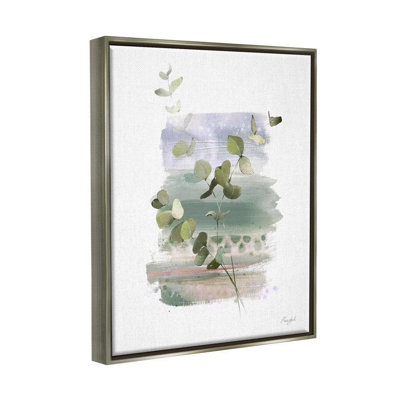 Eucalyptus, peinture sur bois encadrée, Cadre flottant gris lustré, H 20 po x l 16 po x P 1,7 po