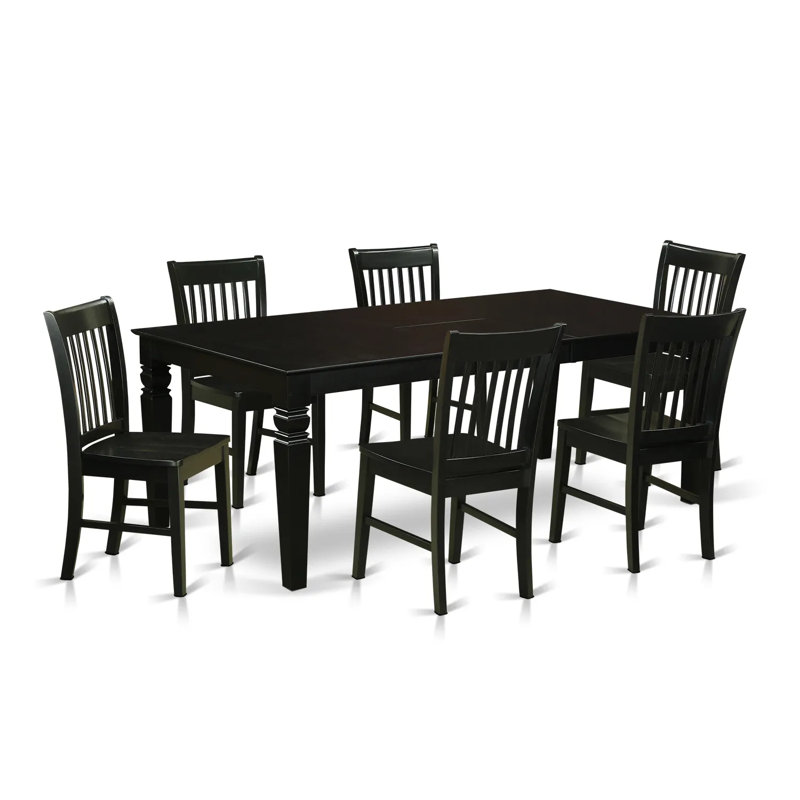 Ensemble de salle à manger Beesley, 7 pièces : 1 table, 6 chaises, Noir / gris foncé