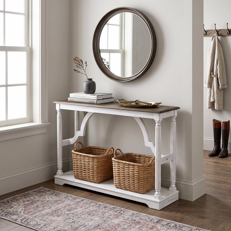 Allanton 45.9'' Solid Wood Console Table, Antique Oak/Antique White