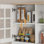 Armoire de rangement pour garde-manger de 72 po avec huche, grand comptoir, portes en verre et tablettes réglables, armoire à micro-ondes, armoire à café