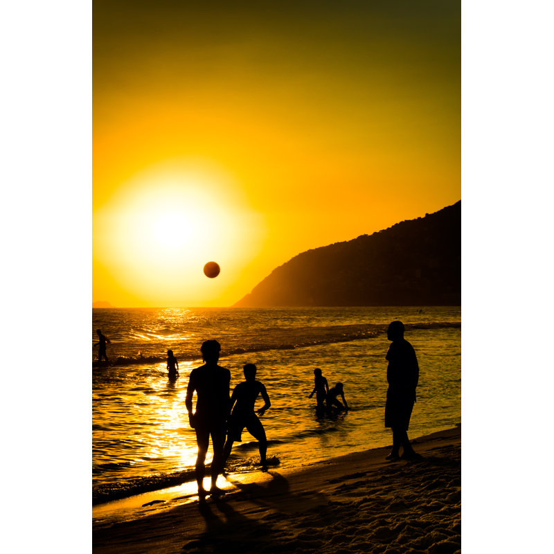 Ipanema Beach Sunset Soccer by Cesar Okada - No Frame Art Prints on Canvas, 30cm H x 20cm W