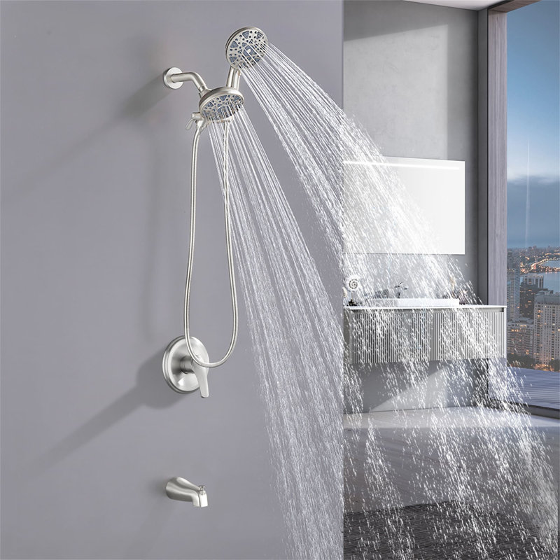 Complete Shower System with Rough in-Valve, Brushed Nickel