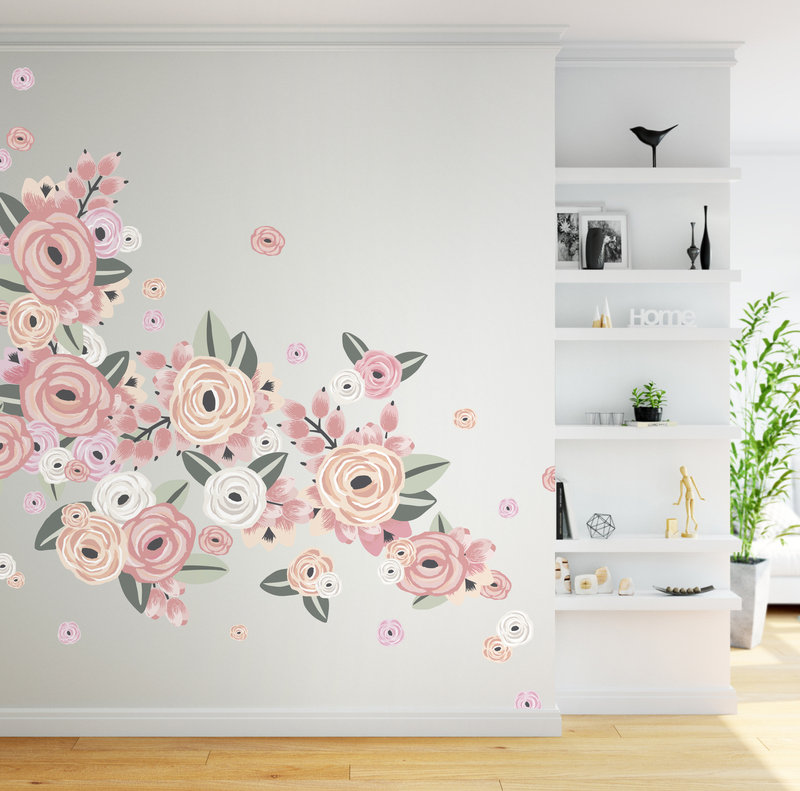Décalcomanie murale demi-commande ternie les fleurs