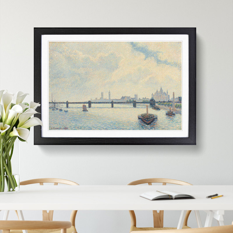 Charing Cross Bridge, London by Camille Pissarro - Framed Print, 48cm H x 65cm W x 2cm D, Black Framed