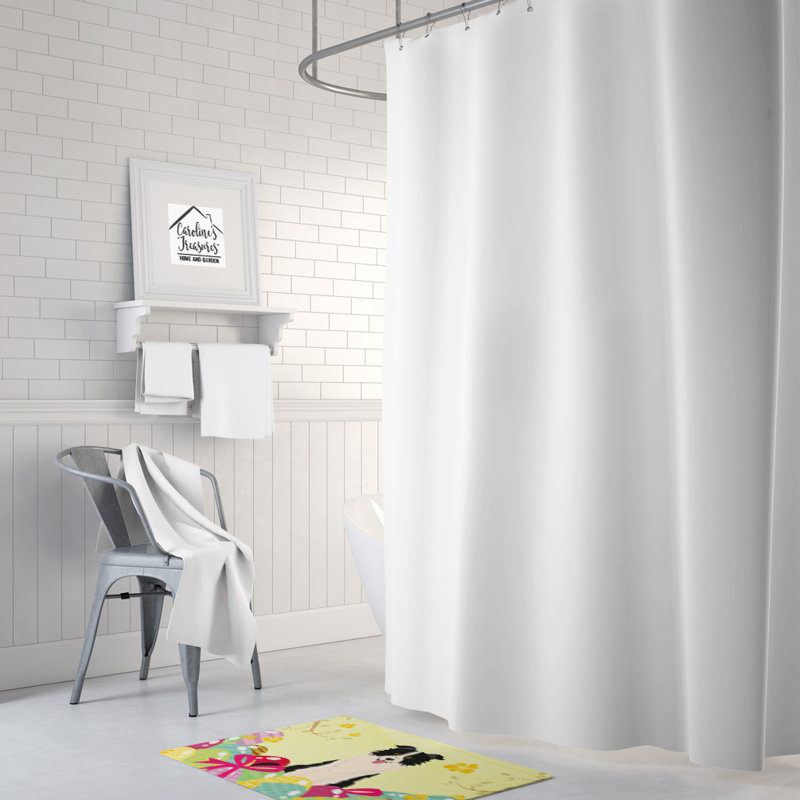 Memory Foam Non-Slip Bath Rug, Black/White