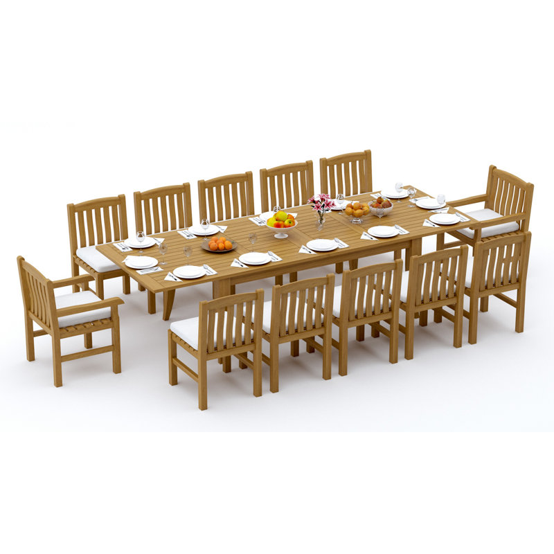 Devon Teak Wood Patio Dining Set, 12