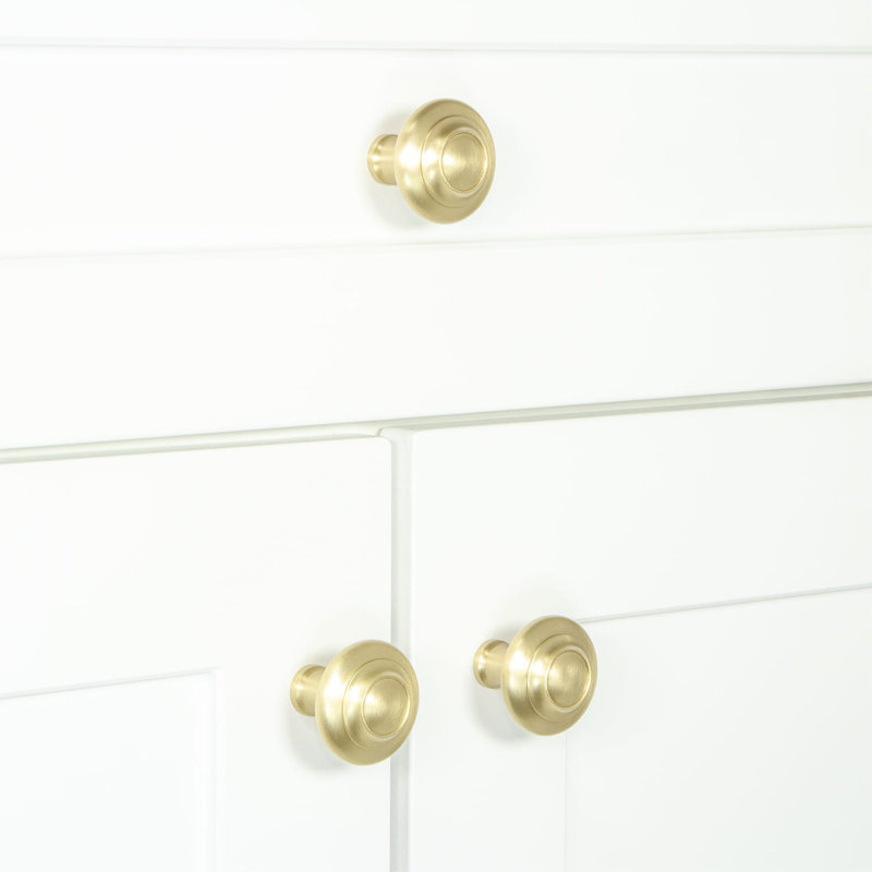 Poignée d'armoire circulaire, Laiton satiné