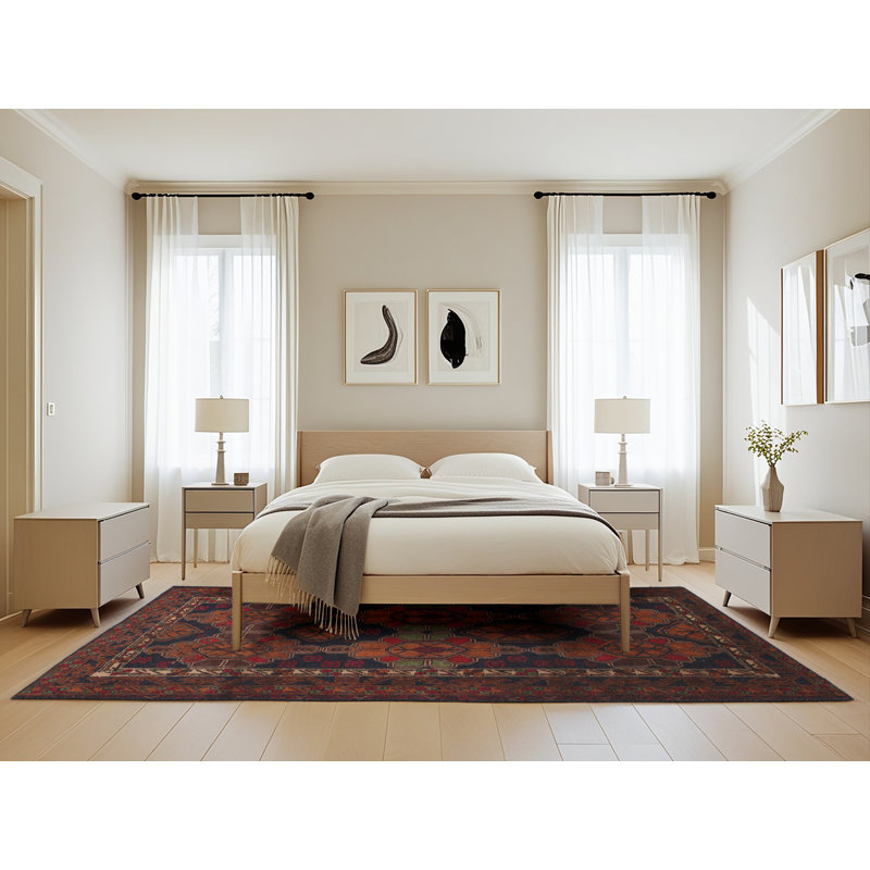 Tapis traditionnel rouge / brun Alcone, Rectangle 5 pi x 8 pi
