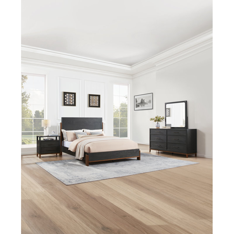 Miroir de commode carré en bois massif