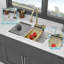 Évier de cuisine à cascade avec robinet escamotable, station de travail à simple cuve en quartz composite-123864800-123864797