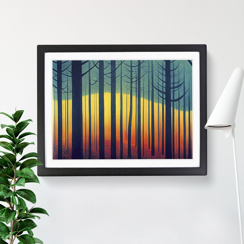 Enthralling Abstract Forest - Single Picture Frame Painting, Black , 46cm H x 64cm W x 2cm D