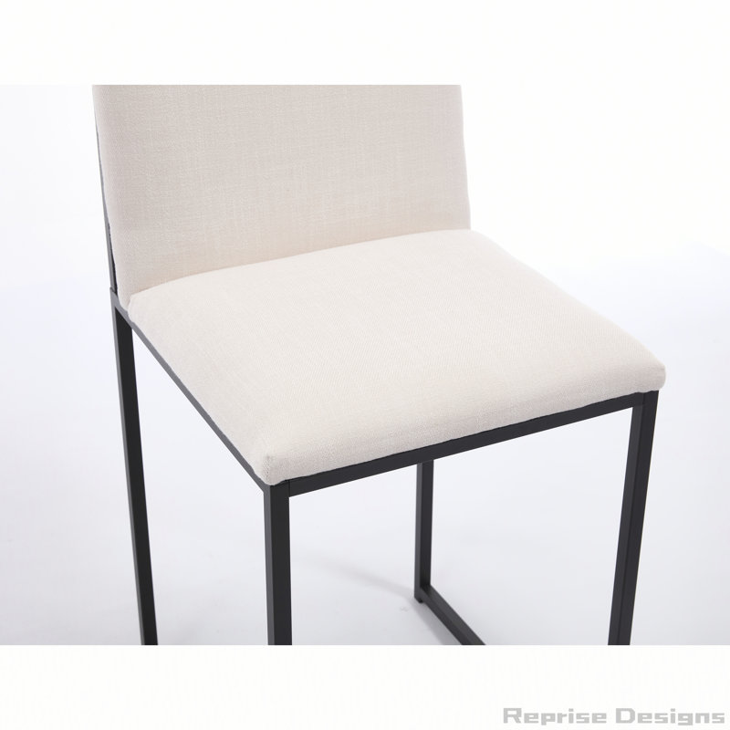 Counter Height Upholstered Linen Bar Stools Set of 2, Ivory